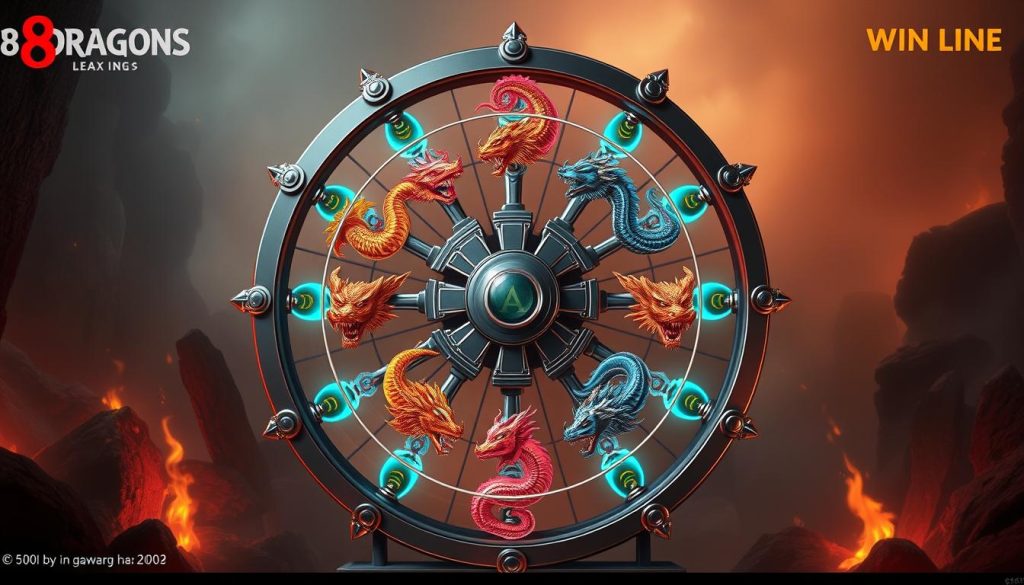 โครงสร้างวงล้อและเส้นการชนะ 8 Dragons Slot